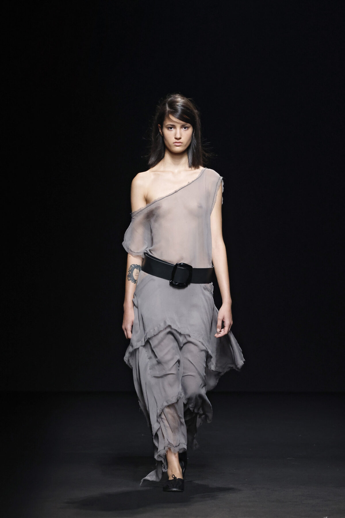 Sheer Silk Blouse & Layered Skirt Set