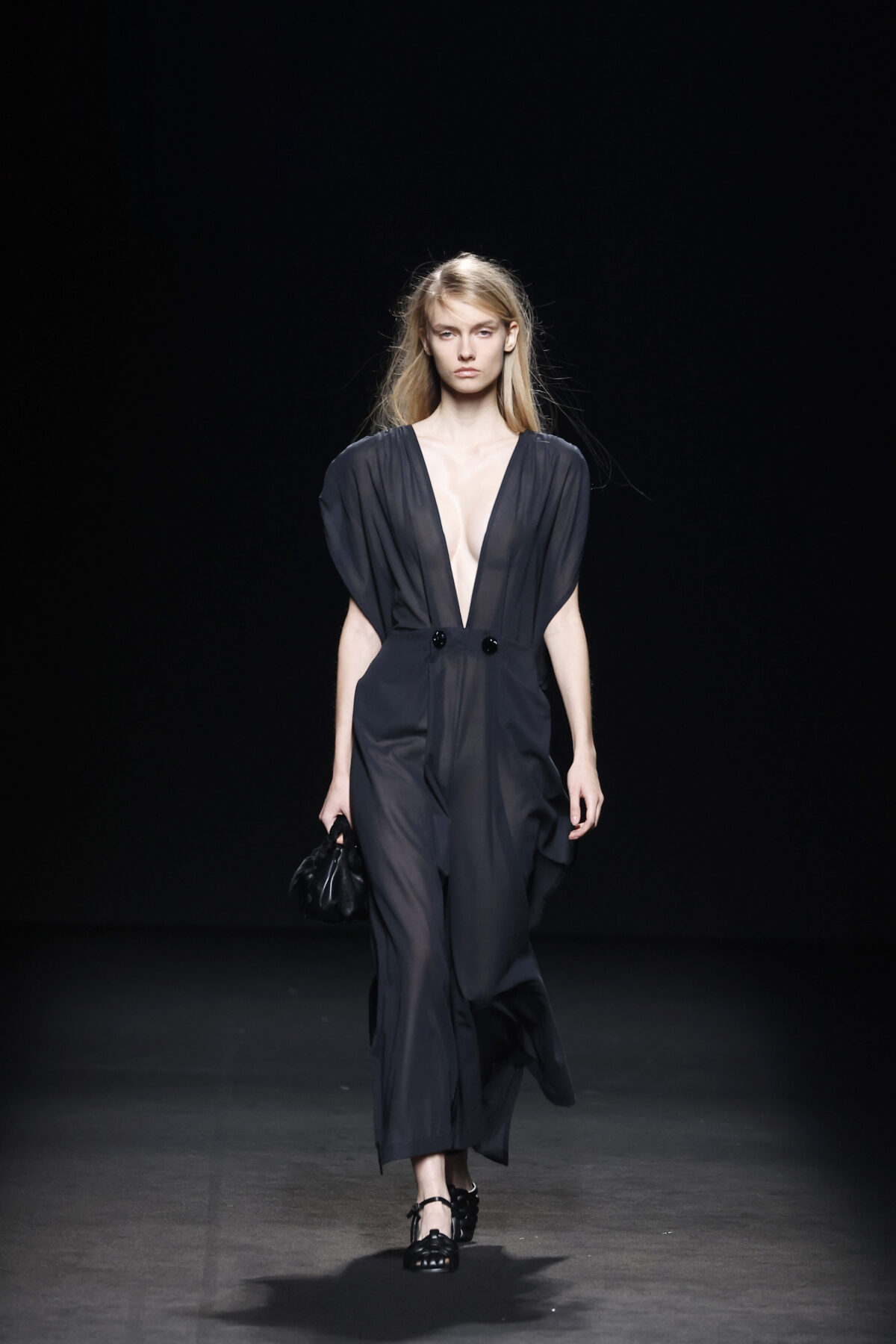 Sheer Cotton Deep-V Jumpsuit
