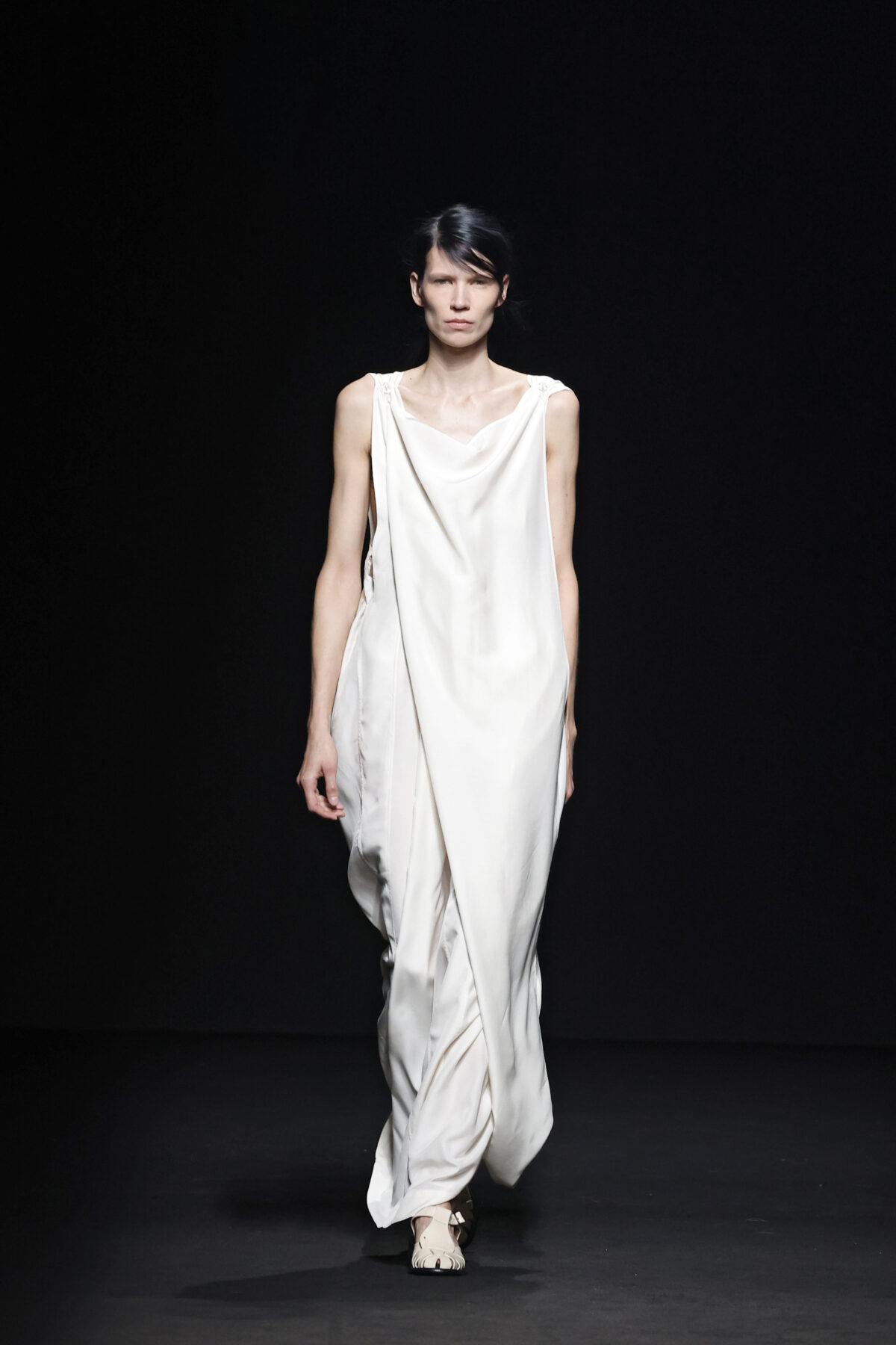Draped Silk Maxi Dress